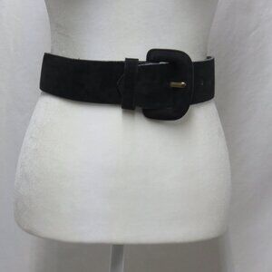 Women's Morgan Taylor Black Suede Wide Belt, Size Small